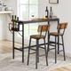 17 Stories 3 Pieces Dining Table w/ Rack, 2 Bar Tables, Kitchen Counter Height Bistro Table & Chairs Wood/Metal in Brown/Gray | Wayfair