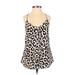 J.Crew Sleeveless Blouse: Plunge Covered Shoulder Black Animal Print Tops - Women's Size 2 - Print Wash