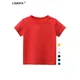 LJMOFA T-shirts en coton pour enfants couleur unie pour garçons et filles nouvelle mode