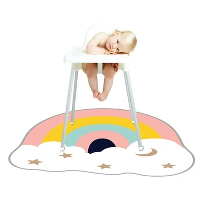 Grand tapis de chaise haute antidérapant pour bébé attrape-nourriture protège le sol pour enfants