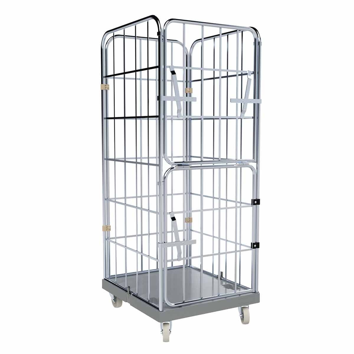 Rollbehälter 1650 KU grau, 724 x 815 mm, 4-seitig, Vorderwand klappbar, Cr 3, Ladefläche geschlossen Image