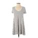 Trafaluc by Zara Casual Dress: Ivory Stripes Dresses - Women's Size Small