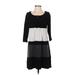 Tiana B. Casual Dress - Mini Scoop Neck 3/4 sleeves: Black Color Block Dresses - Women's Size Small