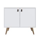 Manhattan Comfort Amber Accent Cabinet with Faux Leather Handles in Blue and Nature