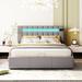 Queen Size Upholstered Bed Frame with LED light and USB Charging