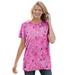 Plus Size Women's Perfect Printed Short-Sleeve Crewneck Tee by Woman Within in Peony Petal Paisley (Size 2X) Shirt