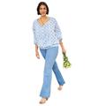 Plus Size Women's Pintuck Shirt by Soft Focus in Blue Coast Plaid (Size 14 W)