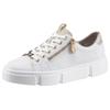 Plateausneaker RIEKER, Damen, Gr. 40, gold (weiß, goldfarben), Leder, Lederimitat, sportlich, Schuhe, mit goldfarbenen Details, Freizeitschuh, Halbschuh, Schnürschuh