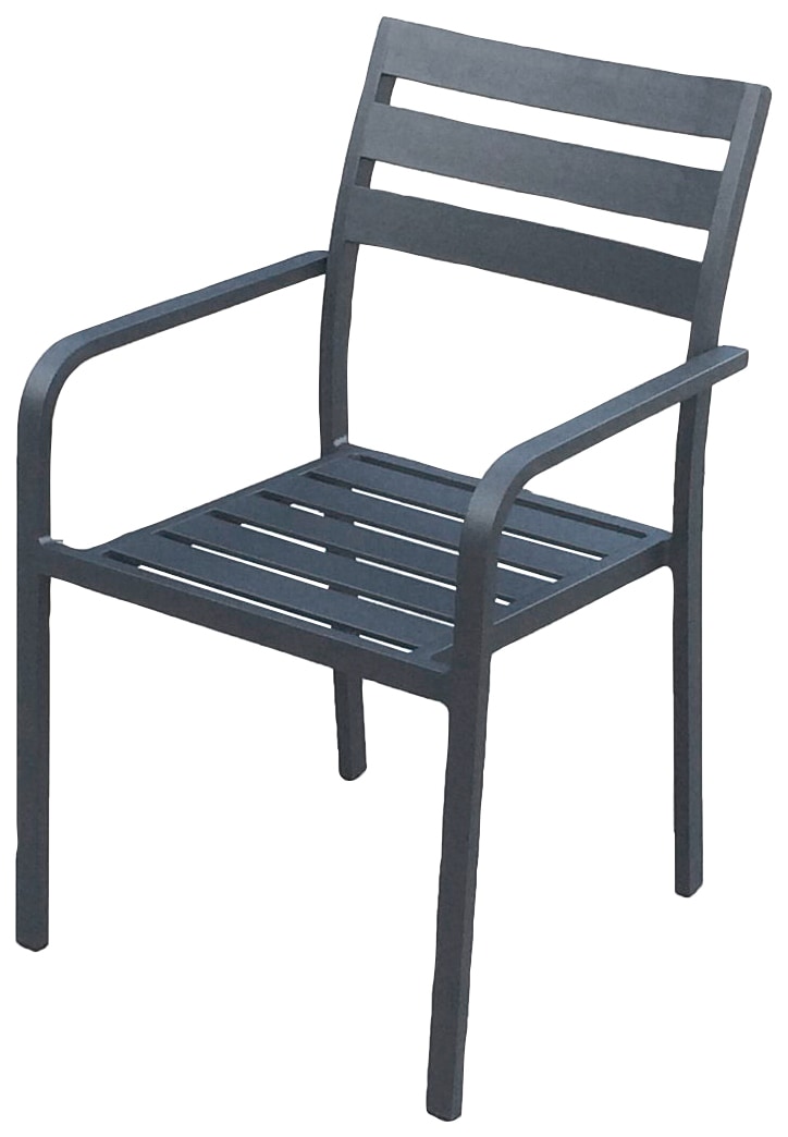Stapelstuhl GARDEN PLEASURE "TREVISO", grau (anthrazit, anthrazit), B:55cm H:88cm T:63cm, Aluminium, Stühle, 4er Set
