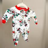 Disney Pajamas | Disney Mickey & Minnie Mouse Christmas Holiday Sleeper Pajamas Size Newborn | Color: Black/Red | Size: Newborn