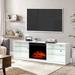 Orren Ellis Asadbek TV Stand for TVs up to 88" w/ Electric Fireplace Included Wood in White | 22.24 H x 78.74 W x 13.39 D in | Wayfair