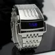 Montre-bracelet numérique à large bande en acier inoxydable pour homme affichage LED bleu cadeau