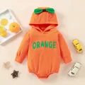 Autumn Baby Girl Fruit Letter Print Hooded Bodysuit Spring Baby Cotton Romper 0-18 Months Casual