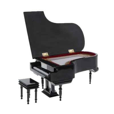 Mini piano en bois échelle 1:6 l'inventaire modèle avec tabouret accessoires de maison jouet