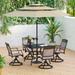 5/6/7/8 Patio Dining Set with Cast Aluminum Chairs and Patio Umbrella