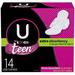 U by Kotex Ultra Thin Teen Pads with Wings Extra Absorbency Unscented 14ct (Pack of 16)