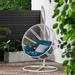 Leaverton Rope Weave Outdoor Hanging Chair with Stand White and Dark Teal