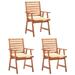 walmeck Patio Dining Chairs 3 pcs with Cushions Solid Acacia Wood