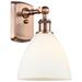 Bristol Glass 7.5" 8" LED Sconce - Copper Finish - Matte White Sh