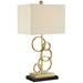 360 Lighting Saul Modern Table Lamp with Black Marble Riser 26 High Gold Brass Metal Rings Oatmeal Shade for Bedroom Living Room Bedside Nightstand