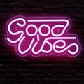HA-EMORE Good Vibes Neon Sign LED Neon Signs for Wall Decor Neon Lights Powered by USB for Bedroom Party Bar Wedding Decor