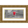 Frank Assaf 14x8 Gold Ornate Wood Framed with Double Matting Museum Art Print Titled - Tourist with red umbrella Malta