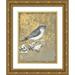 Grove Beth 19x24 Gold Ornate Wood Framed with Double Matting Museum Art Print Titled - Winter Birds Bluebird Neutral