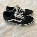 Vans Shoes | Kids Vans Black Suede & Canvas Shoes Size 3 Youth Fair Condition Unisex | Color: Black/White | Size: 3b