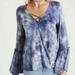 American Eagle Outfitters Tops | American Eagle Outfitters Aeo Soft & Sexy Bell Sleeve Blue Tie Dye Top Shirt | Color: Blue/White | Size: Xs