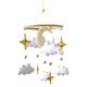 Crib Mobile for Babies - Felt Gold Stars, White Clouds, and Moon Baby Nursery Mobile for boy or Girl Nursery - Modern Felt Crib Mobile for Baby Shower Gift , or Photoshoot - Movil para Cuna de Bebe