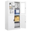 STANI Metal Storage Cabinet 2 Adjustable Shelves Lockable Door Steel Locker for Office Home Pantry Garage Utility Cabinet