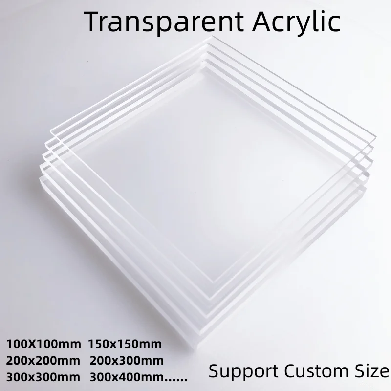 Panneau de feuille acrylique en plastique transparent, plexiglas transparent, verre organique, méthaspirations polyméthyliques, boîte d'affichage bricolage, 1mm, 2mm, 3mm, 5mm