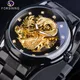 Forsining Modules-Montre mécanique pour homme montre-bracelet automatique bracelet en acier Dragon