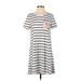 12pm by Mon Ami Casual Dress - Shift Crew Neck Short sleeves: White Print Dresses - Women's Size Small