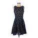 Jodi Kristopher Casual Dress - Party: Blue Brocade Dresses - Women's Size 5