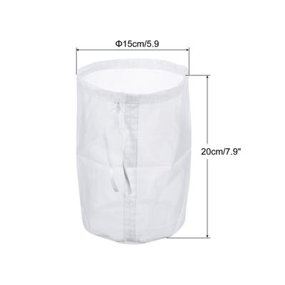 120 Mesh Paint Filter Bag 5.9" Dia Nylon Strainer with Drawstring 2Pcs - White