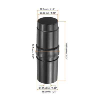2Pcs 32mm to 32mm Vacuum Hose Adapter Cleaner Hose Converter Black