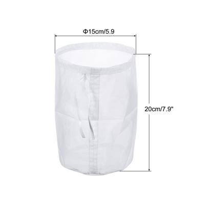 80 Mesh Paint Filter Bag 5.9" Dia Nylon Strainer with Drawstring 2Pcs - White