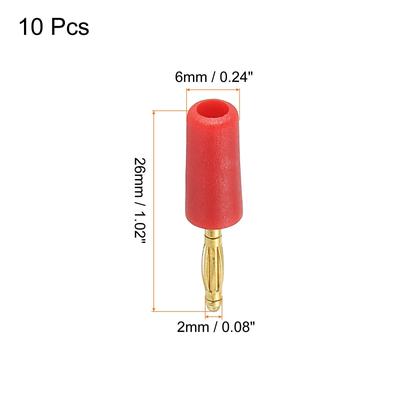 Banana Plugs Connector Jack Connector Solder Type 2mm Gold-Plated Copper Red