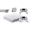 Sony PlayStation 4 Pro Glacier 1TB Gaming Consol White 2 Controller Included BOLT AXTION Bundle Used