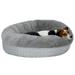 Furhaven Pet Products Plush & Diamond Print Calming Donut Pet Bed - Gray Medium