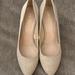 Nine West Shoes | New Nine West Oatmeal/Gold Flecks Linen Wedge With Cork Heel | Color: Cream | Size: 10