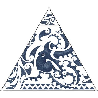 Sonnensegel BENT "Zip-Canvas", blau (neuseeland oktopus druck, rv schwarz), Sonnensegel, B/T: 250cm x 250cm, Polyester, B:250cm T:250cm