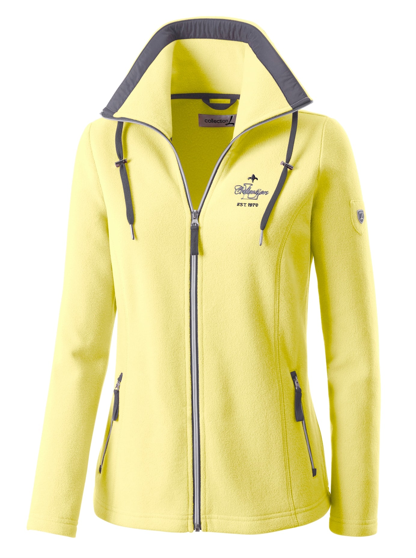 Fleecejacke CASUAL LOOKS, Damen, Gr. 38, gelb (zitrone), 100% Polyester, unifarben, Jacken Fleecejacke