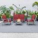 LeisureMod Walbrooke Modern Patio Conversation Set With Fire Pit Table