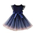 NKOOGH Girls Dress Valentines Day Easter for Toddler Girls Kids Toddler Children Baby Girls Bowknot Ruffle Short Sleeve Tulle Birthday Dresses Patchwork Party Dress Princess Dress Outfits Clothes