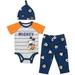 Disney Mickey Mouse Infant Baby Boys Bodysuit Pants and Hat 3 Piece Outfit Set Newborn to Infant