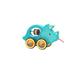 Colorful Educational Interesting Animal Car Baby Pull With Wheel Drum Toy Dinosaur Toy Push Pull-Out For Baby Toddler Boy and Girl (Blue)