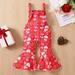 QIPOPIQ Infant Girl s Clothing Set Clearance Valentine s Day Toddler Baby Girl Love Print Jumpsuits Cartoon Printing Strap Romper Pants