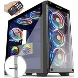 MUSETEX 6 ARGB Fans Honeycomb Airflow 2Ã—USB 3.0 Mid Tower Case with 2 Tempered Glass Panels and Remote Control Gaming PC Case Computer Case Support E-ATXï¼ˆMU3-MS6ï¼‰